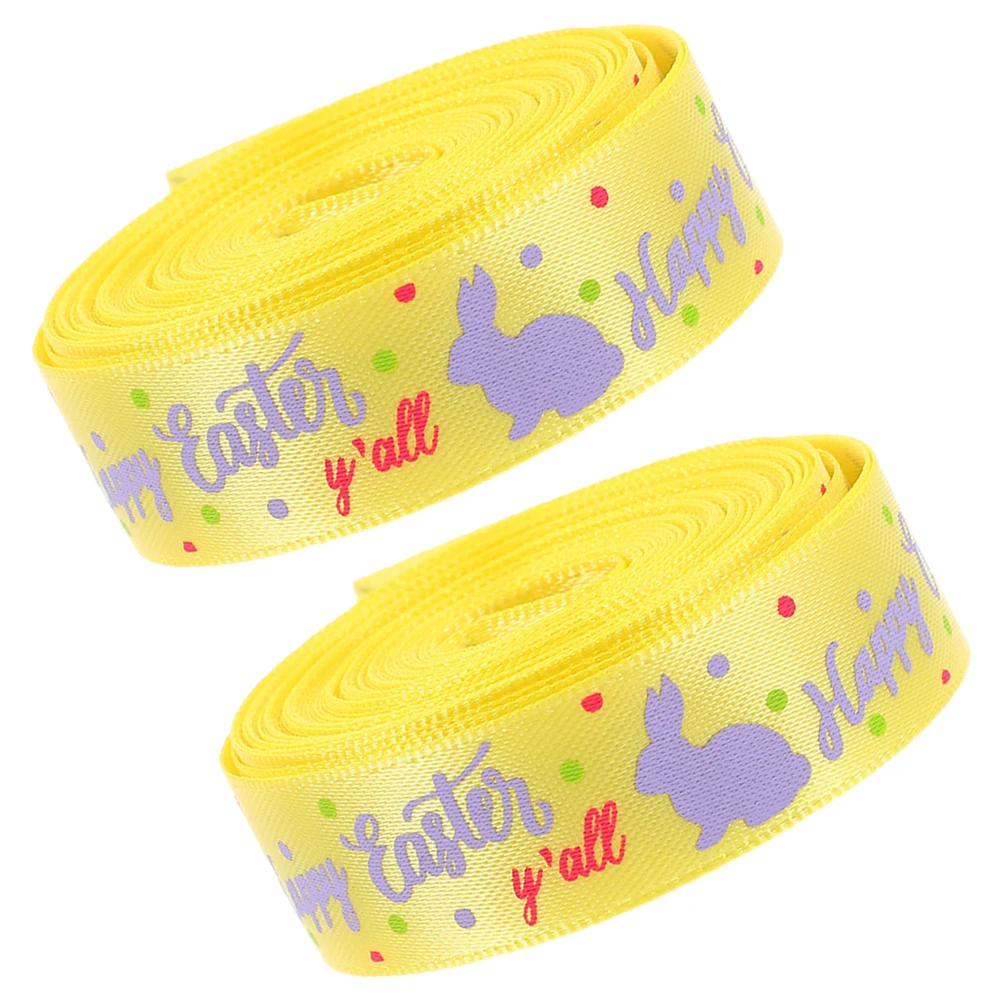 

2 pcs Egg Ribbon Pastel Craft Grosgrain Ribbons Wired Edge Spring Easter Polyester Ribbons Celebration