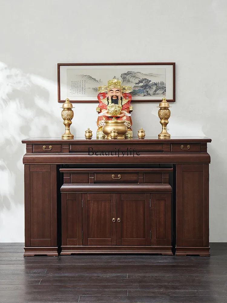 

12Solid wood household God of Wealth incense Zhongtang incense casket offering table Buddhist casket offering table simple