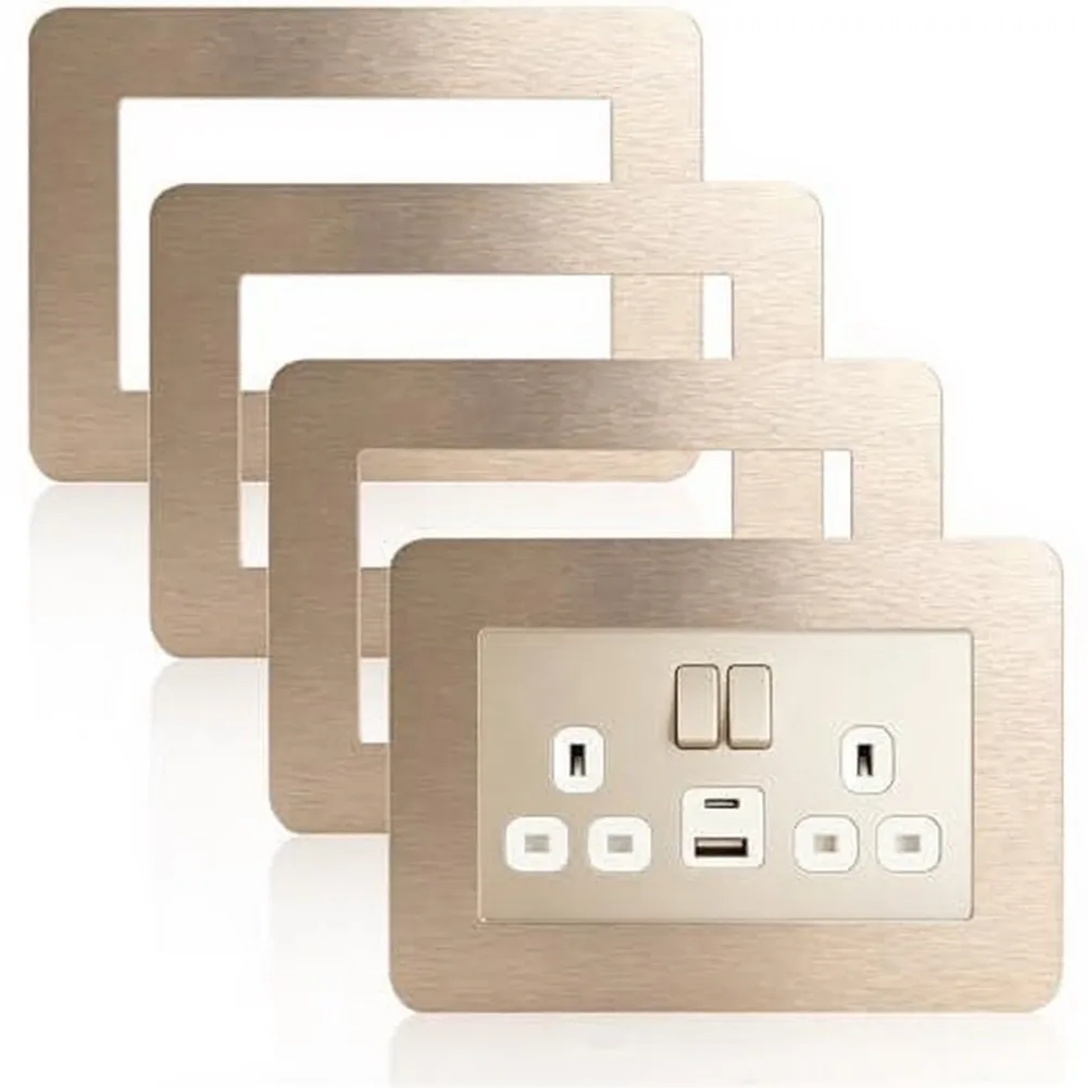 4Pcs Self-Adhesive Switch Protector Frames for Standard Double Switches Smooth Edge Design and Long-Lasting Resin Construction
