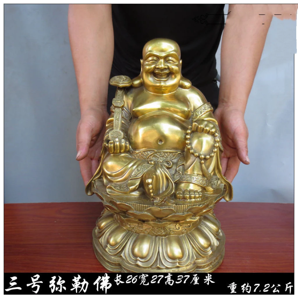 37cm large HOME Family Maitreya buddha Recruit wealth God of CAI SHEN COPPER statue Efficacious 50% OFF