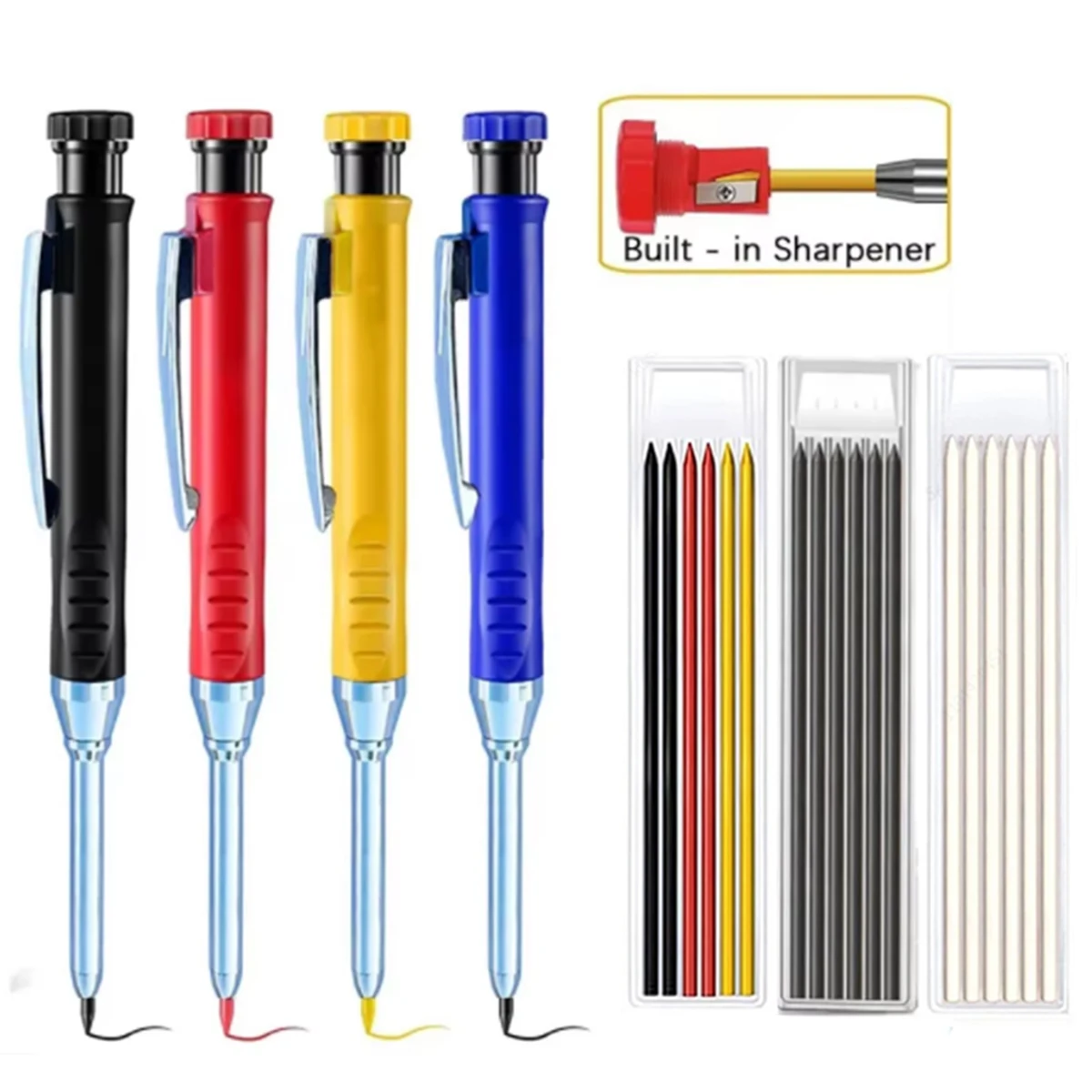 

Carpenter Mechanical Pencil 2.8mm with Sharpener & Refills,for Woodworking Construction Long Head Carpenter Pencil Stationery