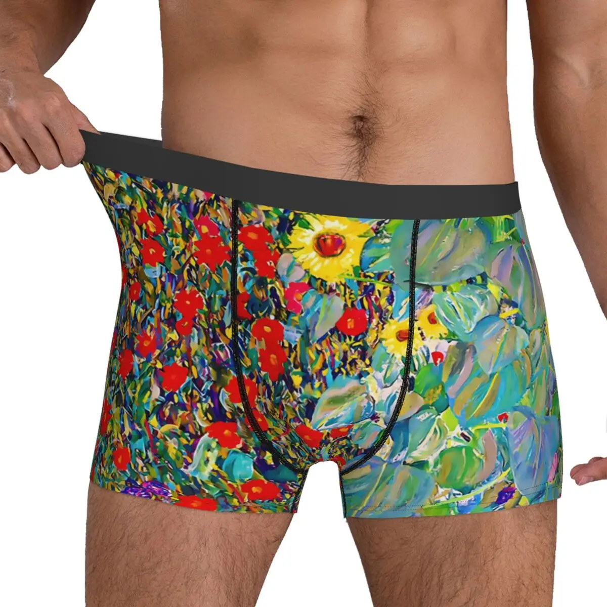 Gustav Klimt Underwear Farm Garden With Sunflowers Men's Underpants Design Cute Boxer Shorts Hot Boxer Brief Plus Size