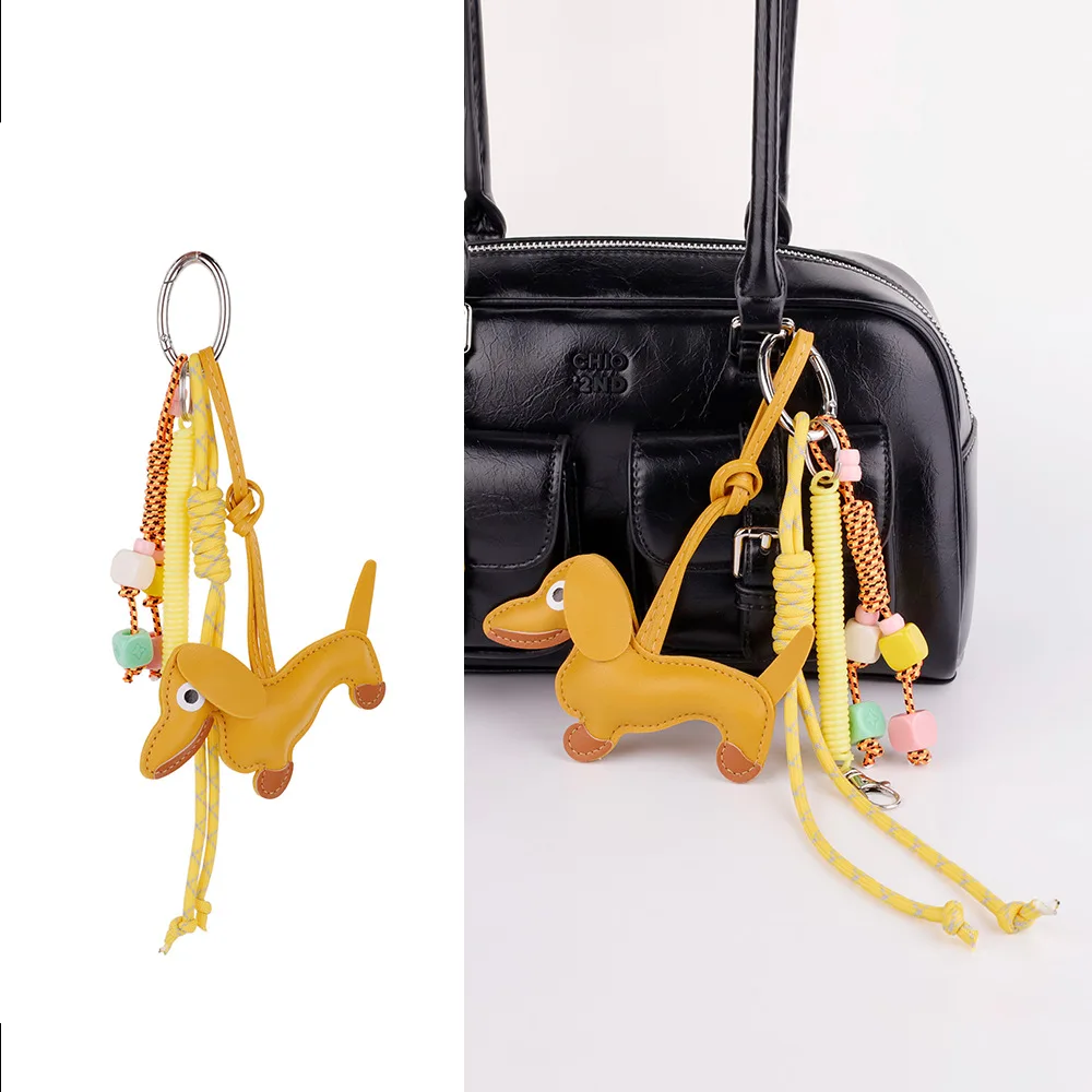 العصرية هدية لطيف السجق الكلب المفاتيح الجلود المنسوجة حبل مكافحة خسر الأمتعة علامة حقيبة السيارة العرافة الرجال النساء الإكسسوارات الهدايا