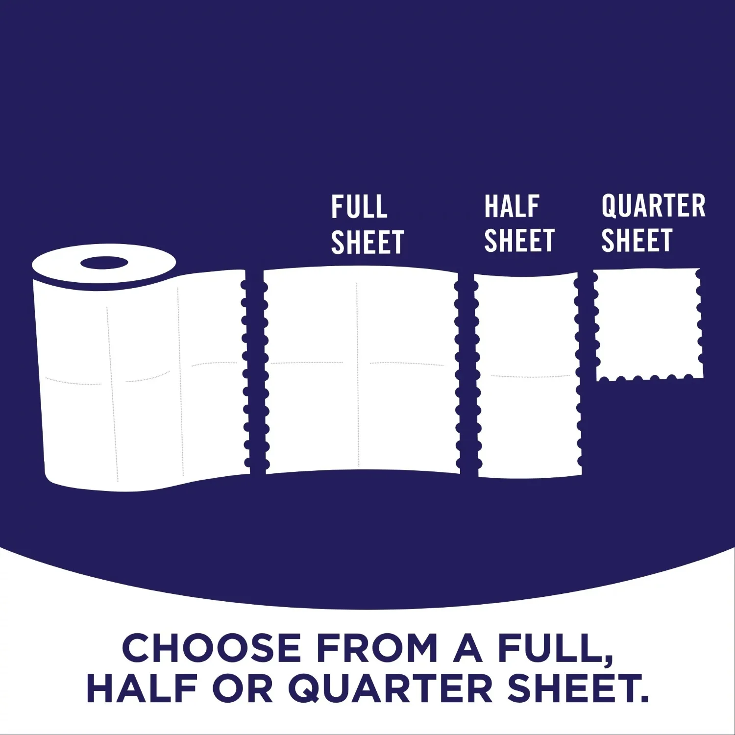 Sparkle Tear-a-Square Paper Towels, White, 24 Double Rolls, Customizable Sheet Size Paper Towel