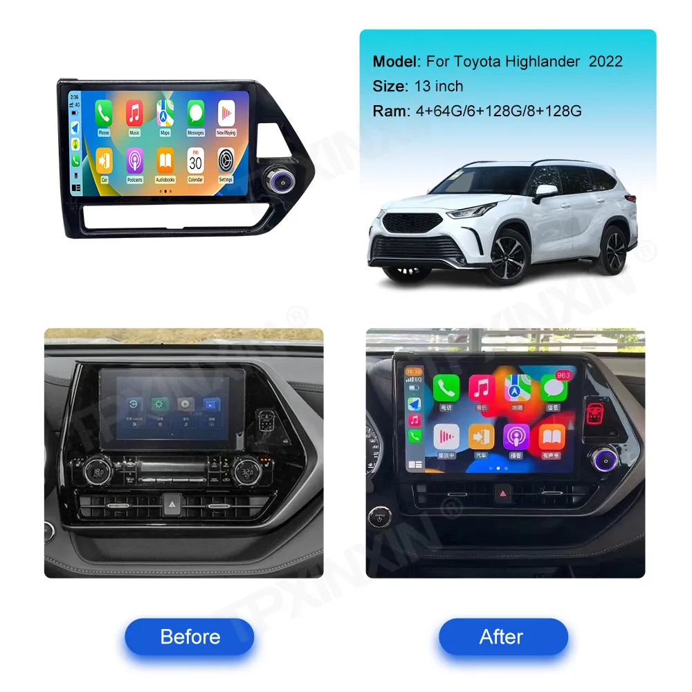 For Toyota Highlander/Crown Kluger 2021 2022 Android Car Radio Multimedia Video Player Wireless Carplay Autoradio Stereo GPS