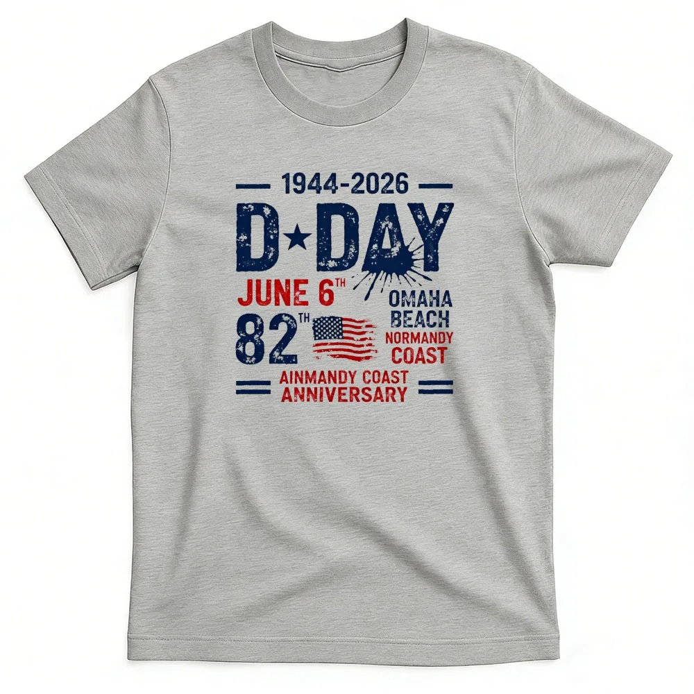 82nd Anniversary of The Normandy Landings (D-Day) Printed Pattern T Shirt Men Clothes Fashion Casual Short Sleeve T-shirt view 5