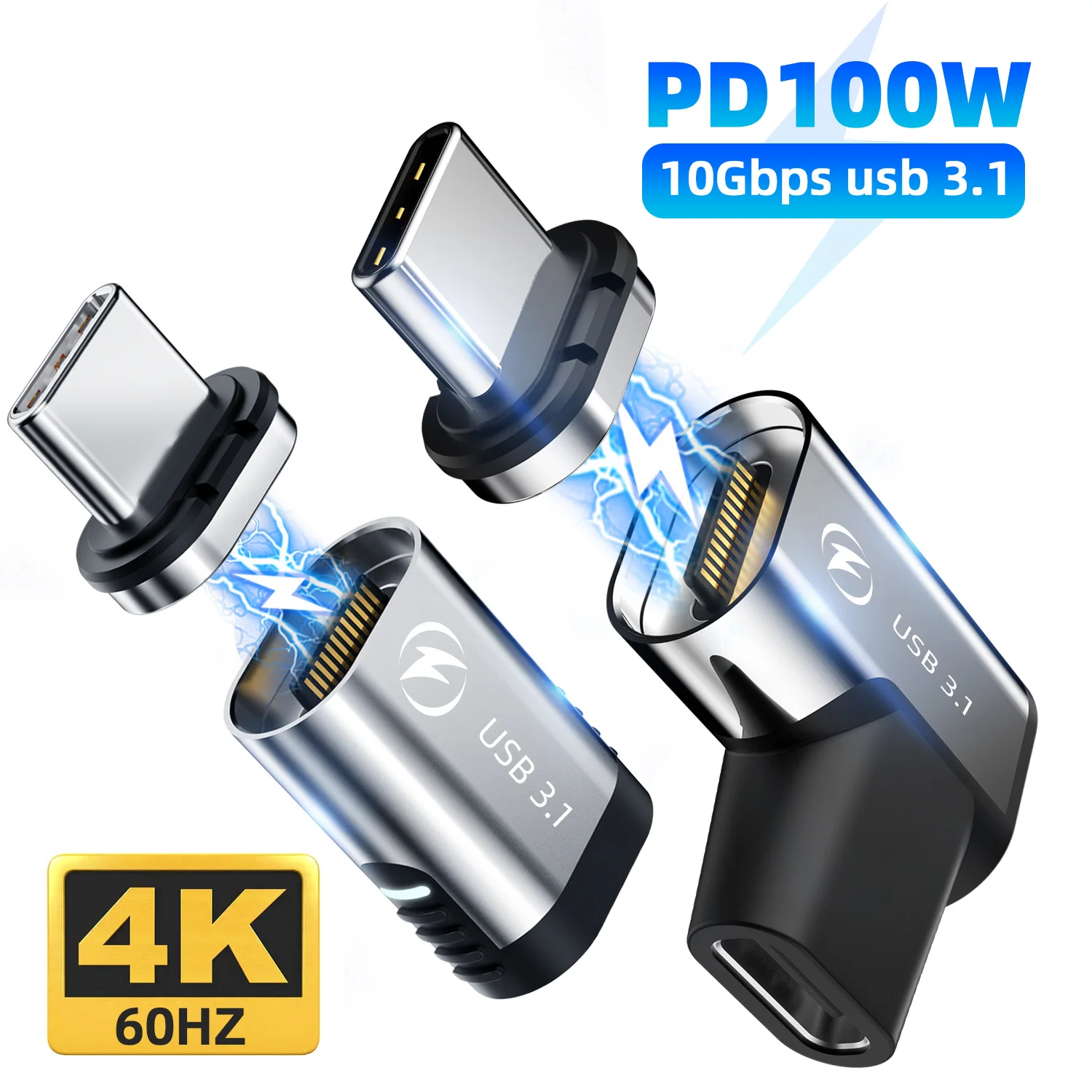 ANMONE Usb3.1 Magnetic USB C Adapter 10Gbp PD 100W Fast Charging Type C Connector Data Sync 24Pins 4K@60Hz c형 마그네틱 어댑터