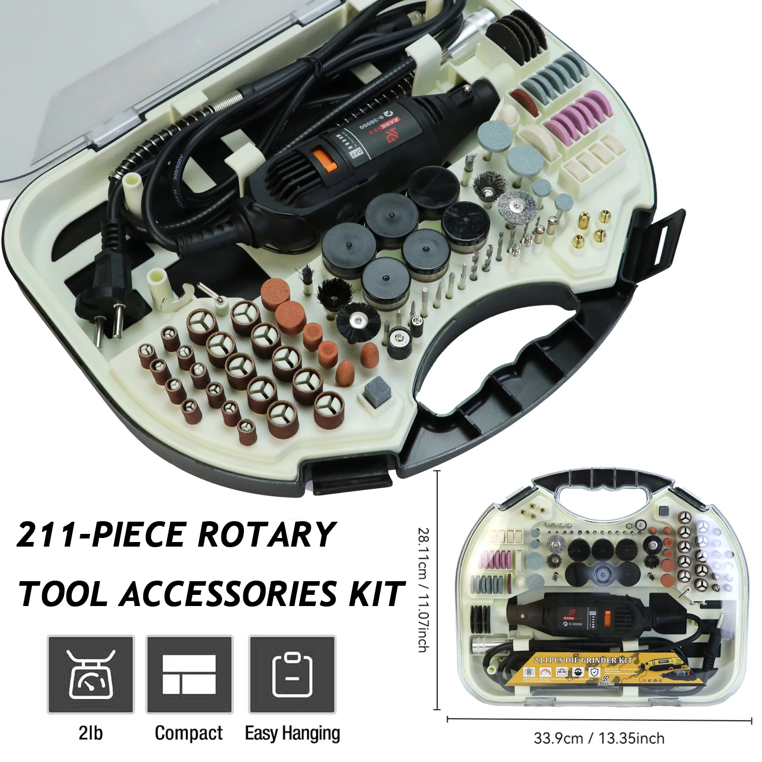 

Rotary Tool Kit, 8000-30000RPM Speed Adjustments, Flex Shaft, Multifunctional Chuck, Power Multipurpose Set