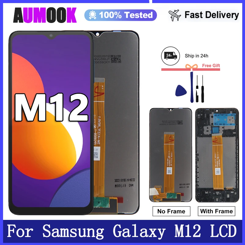 Novo display de 6.5 polegadas para samsung galaxy m12 m127f, tela lcd com digitalizador de tela sensível ao toque para samsung m12 m127n, substituição de tela