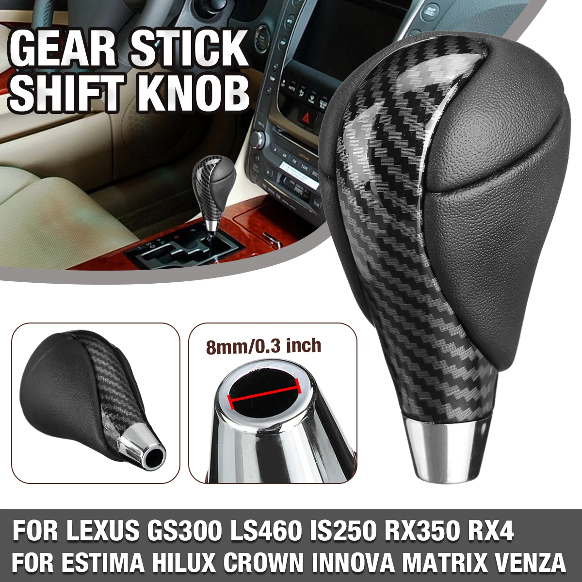 Automatic Gear Stick Shift Knob PU Leather For Lexus GS300 LS460 IS250 RX350 RX450h IS350 ES300 ES350 GS350 LS430 LS600h CT200H