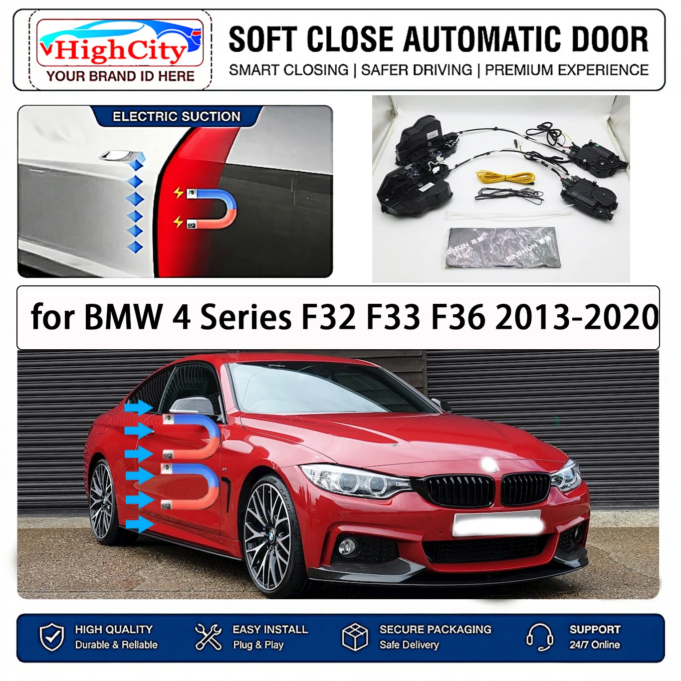 for BMW 4 Series F32 F33 F36 2013-2020 OEM Electric Suction Soft Close Door Kit Smart Anti Pinch Auto Cinch Latch System No Slam