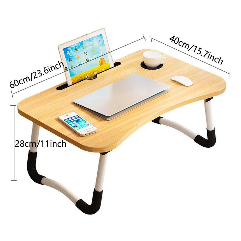 Afbeelding 3: 1 st draagbare laptop bedtafel met bekerhouder en tabletstandaard opvouwbare poten ontwerp bank vloerstaand bureau voor thuiskantoor gebruik