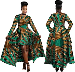 Afrykańskie sukienki dla kobiet Dashiki Kente Style Print Dress Cotton Wax Print Sexy Maxi Long Dress for Ladies Africa Clothes WY1268