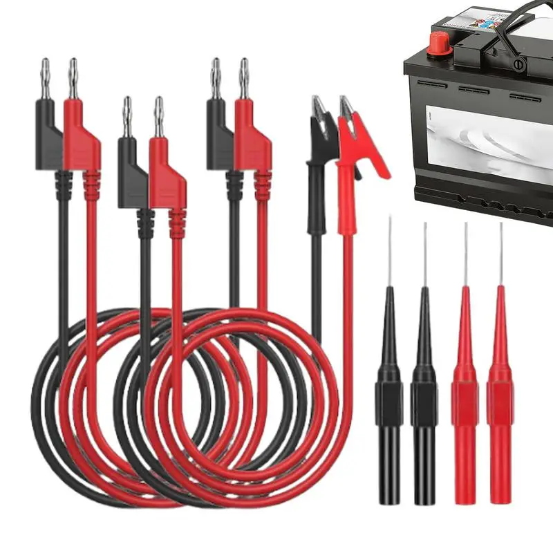 Crocodile Clamps with Wire Copper Test Leads with Banana Plugs Long-Lasting Automotive Crocodile Clamps Precise Test Lead Set