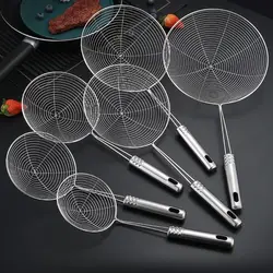 Solid Stainless Steel Spider Strainer Skimmer Ladle for Cooking and Frying, Kitchen Utensils Wire Strainer Pasta Strainer Spoon