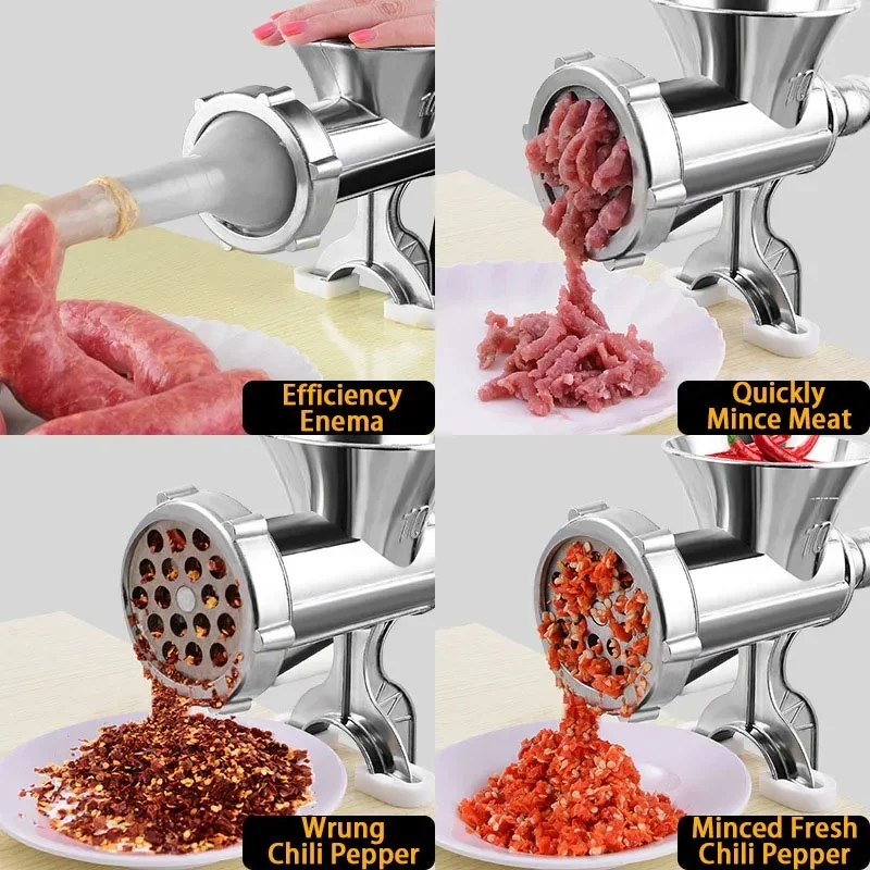 Multifunctional Manual Meat Grinder for Kitchen Factory Metal Meat & Poultry Grinder Mincer and Sausage Tool Household
