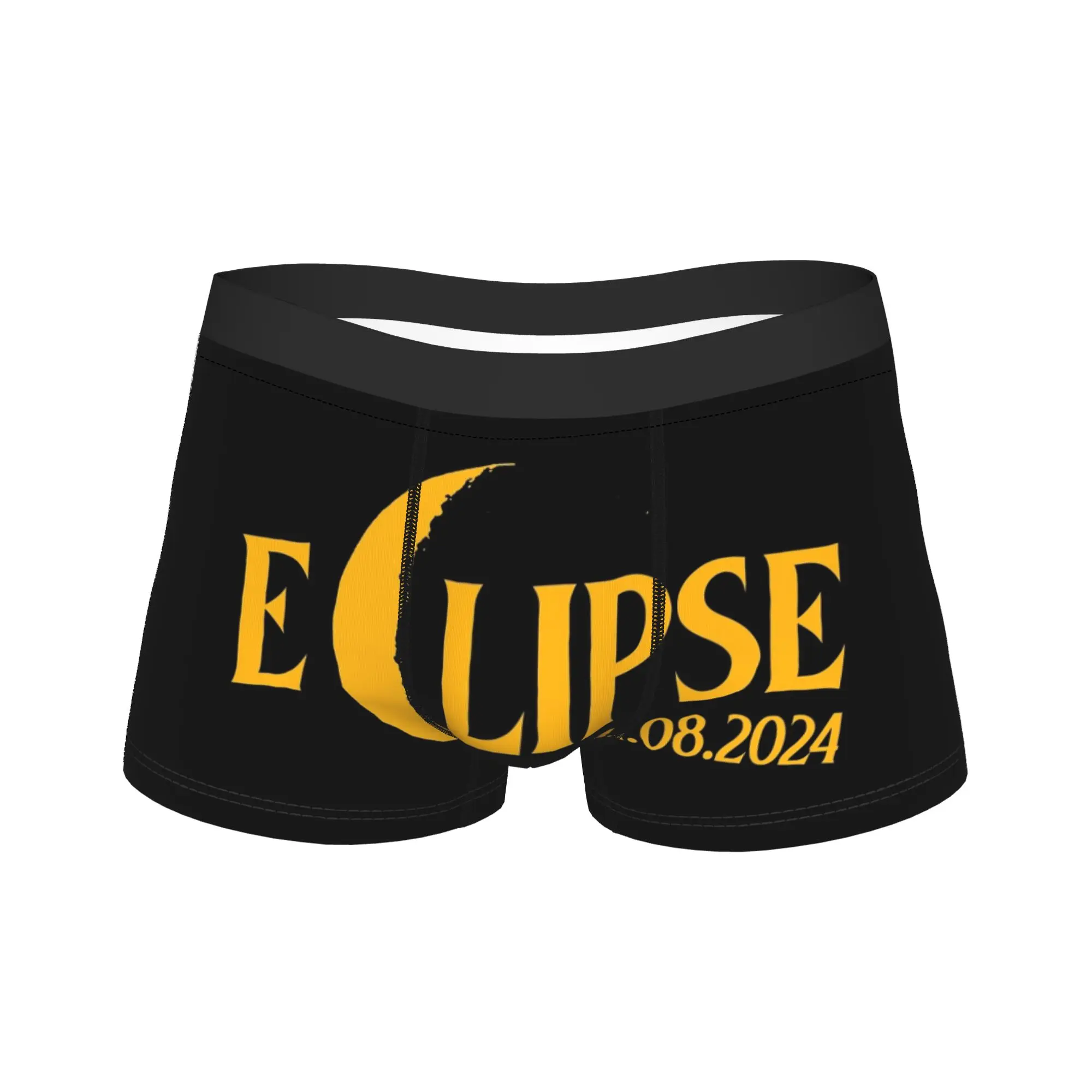 Total Solar Eclipse 2024 Unterwäsche Herren-Shorts, atmungsaktive Boxershorts, hochwertiger Druck, Unterhosen in Übergröße