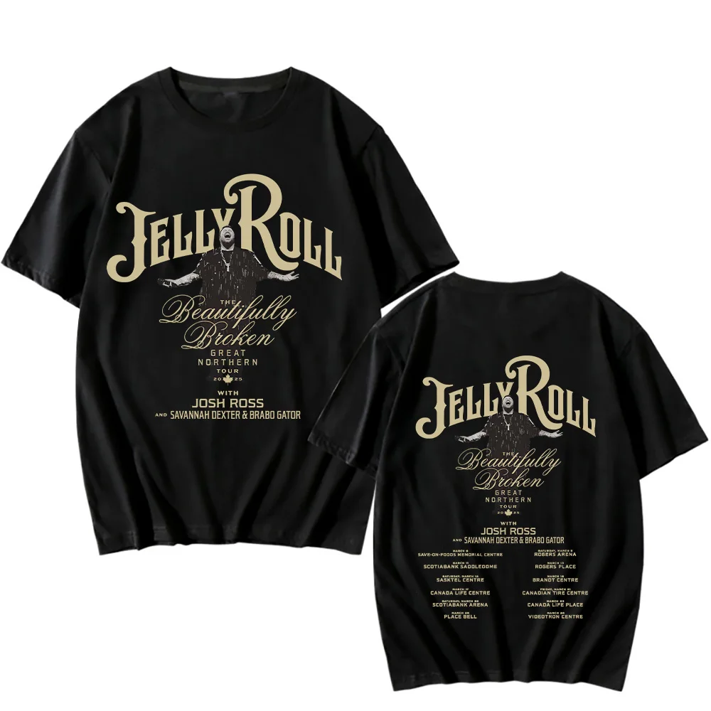 Jelly Roll Reaper Tshirt The Beautifully Broken Great Northern Tour Top Short Sleeve Cotton T-shirt Unisex Hip Hop Funko Tee Y2K