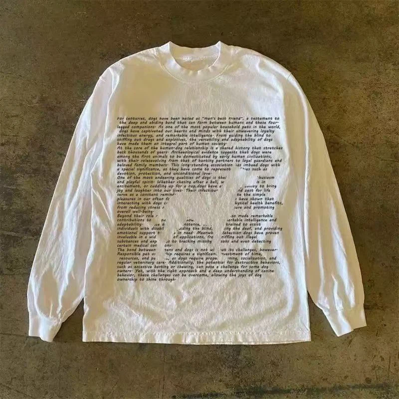 Y2K الجمالية الهيب هوب الشارع الشهير المرأة عادية القوطية الجرونج إلكتروني طباعة كم طويل تي شيرت 2000s أفضل خمر الرجال الملابس #4