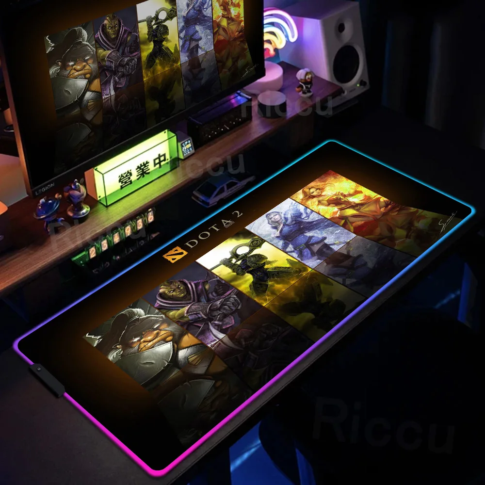 Imagem -02 - Rgb Grande Gaming Mouse Pad Deskmat Backlight Led Almofada de Borracha Play Mats Computador Teclado Notebook Tapete de Mesa Dota