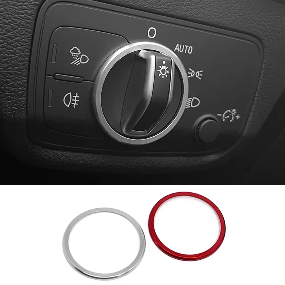 For Audi A3 8V 2014-2019 Q2L S3 Car Headlight Switch Control Button Ring Decor Sticker Protective Trims Cover Auto Accessories