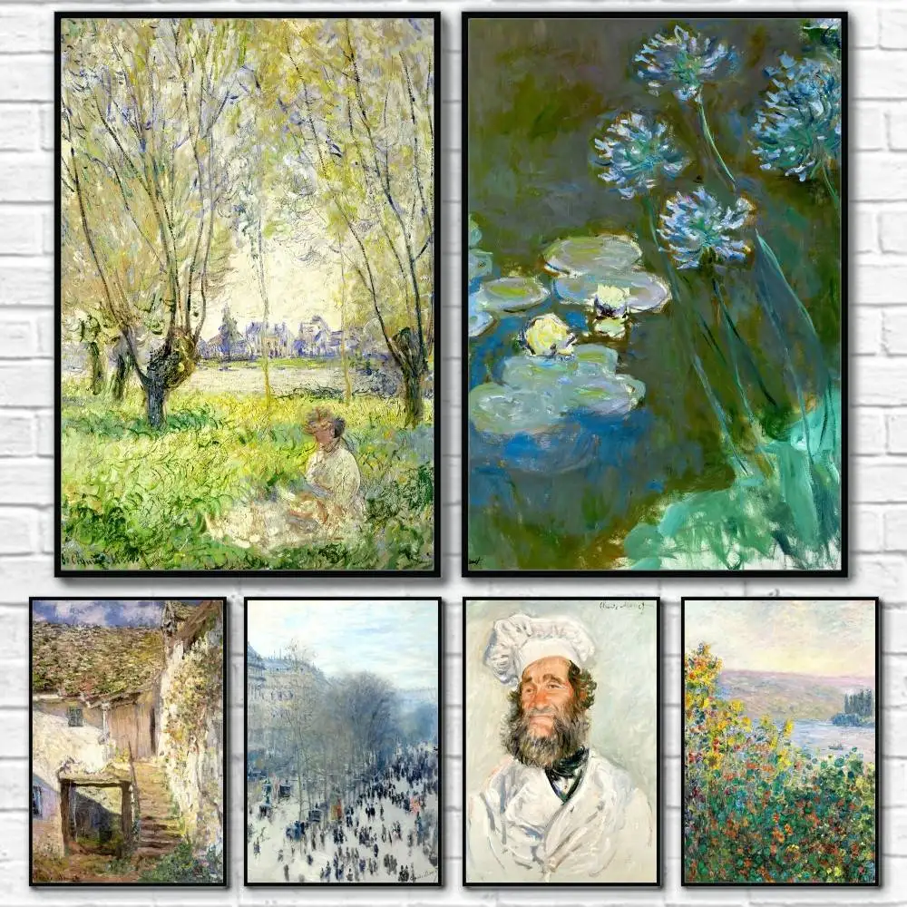 

Claude Monet Fashion Nordic Poster Home Living Bed Room Bar Hallway Sticky Wall Art Printing Waterproof Aesthetic Decor