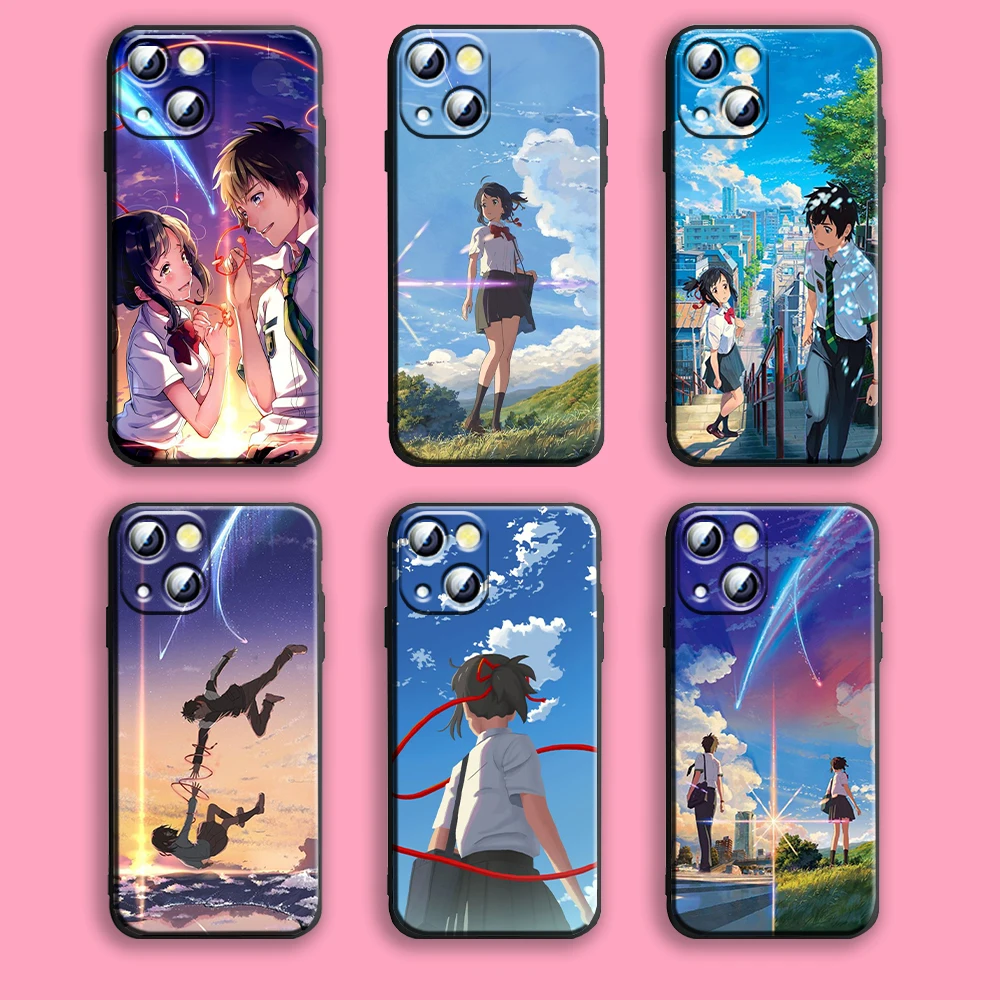 

Your Name Miyamizu Mitsuha Apple iPhone Case For 15 14 13 12 11 Mini XS XR X 6S 6 Pro Max Plus Black Soft Cover