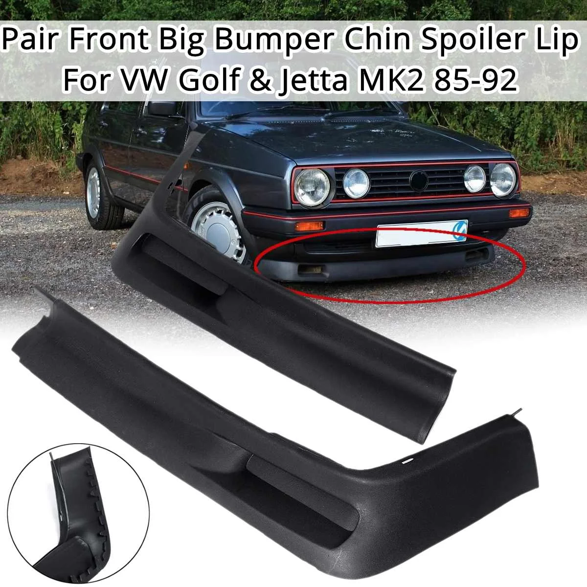 

Pair Front Bumper Chin Spoiler Lip Car Valance Splitter For VW Golf For Jetta MK2 85-92 Auto Replacement Exterior Parts