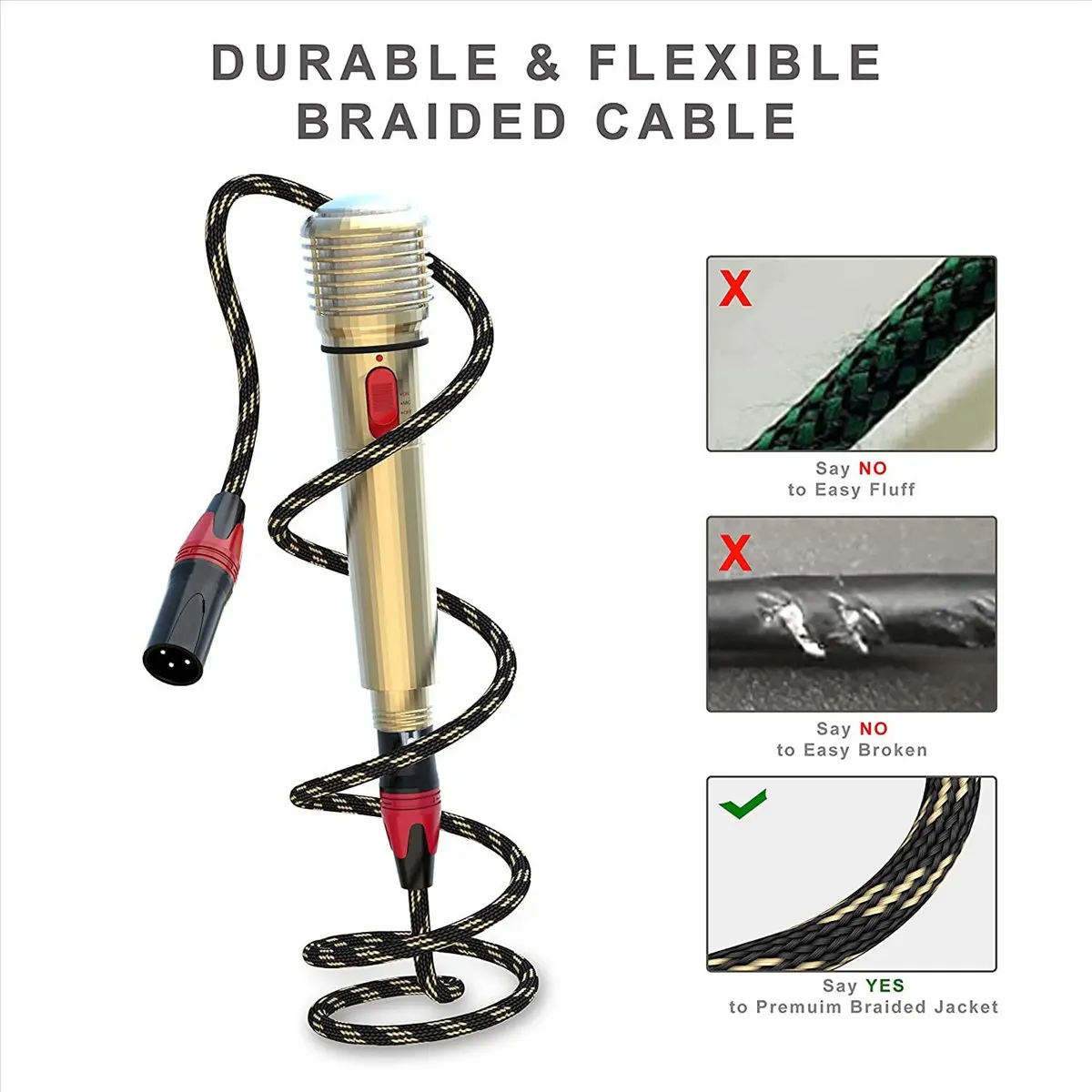 Learned- 6 Pack XLR Cables, XLR Male to Female Microphone Cable, 3-Pin Balanced XLR Speaker Cable for Mic Mixer, Speaker Podcast