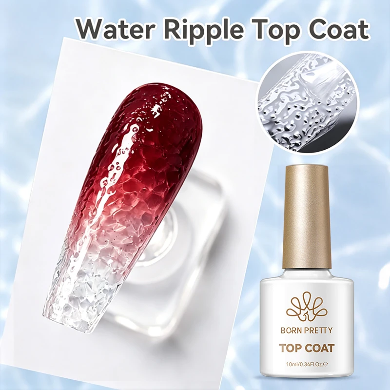 BORN PRETTY Clear Water Ripple Top Coat Auto-Forming Wave Texture Milky Top Gel Soak Off UV Mganetic Top Coat Gel Nail Polish