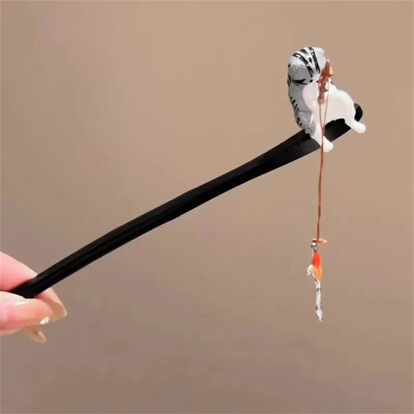 Hair Stick Cat Fishing Decor Hair Stick Chinese Style Easy Clip Cat Fishing Decor Women Girl HairPin Hair Accessories for Women