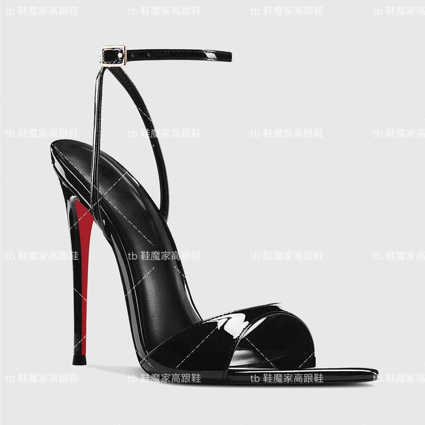 

New women's high heels, stiletto patent leather sandals, red-soled cross-back high heels