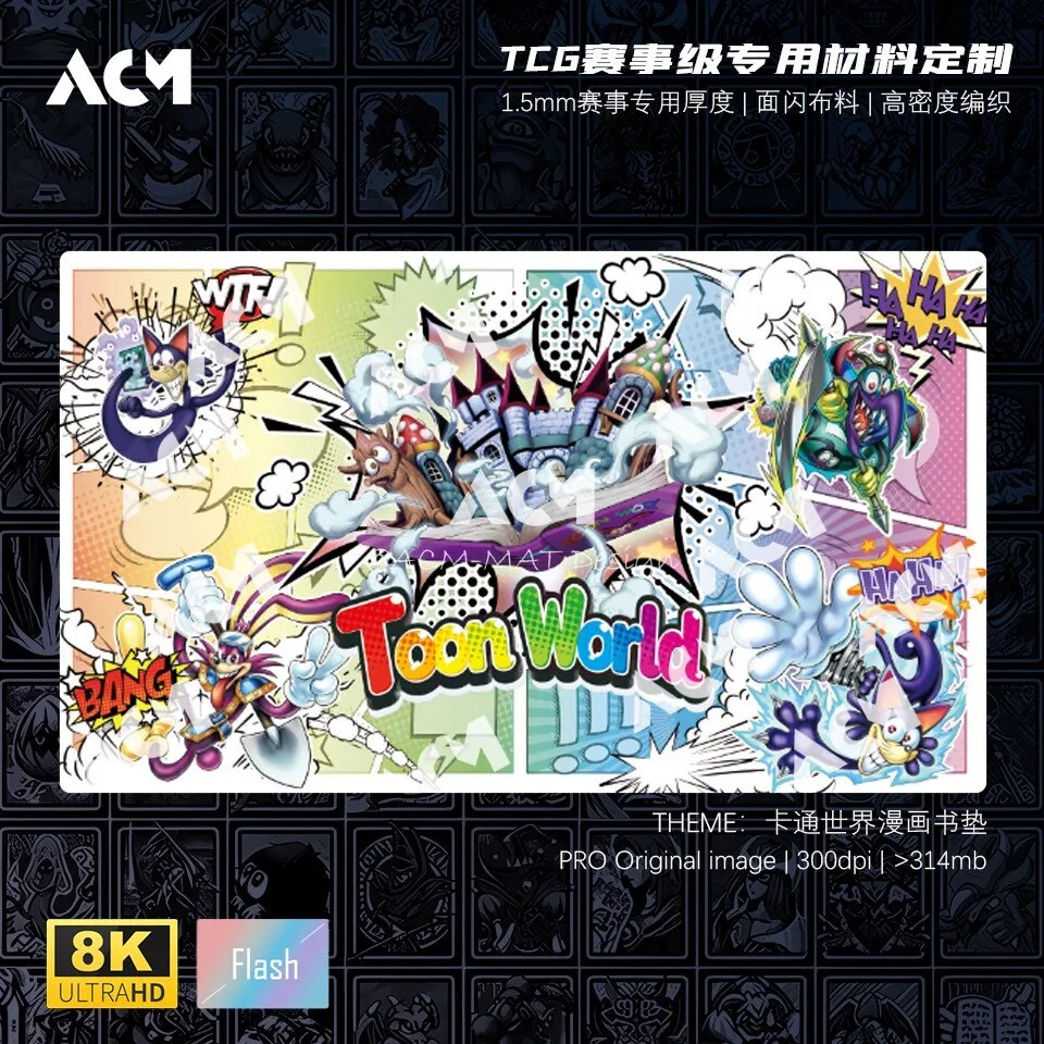 600x350mm Yu-Gi-Oh! Toon World The Perfect World Tapis de jeu DIY 1,5 mm à bords sans couture, tapis de jeu de cartes en caoutchouc unique, tapis de souris, jouet