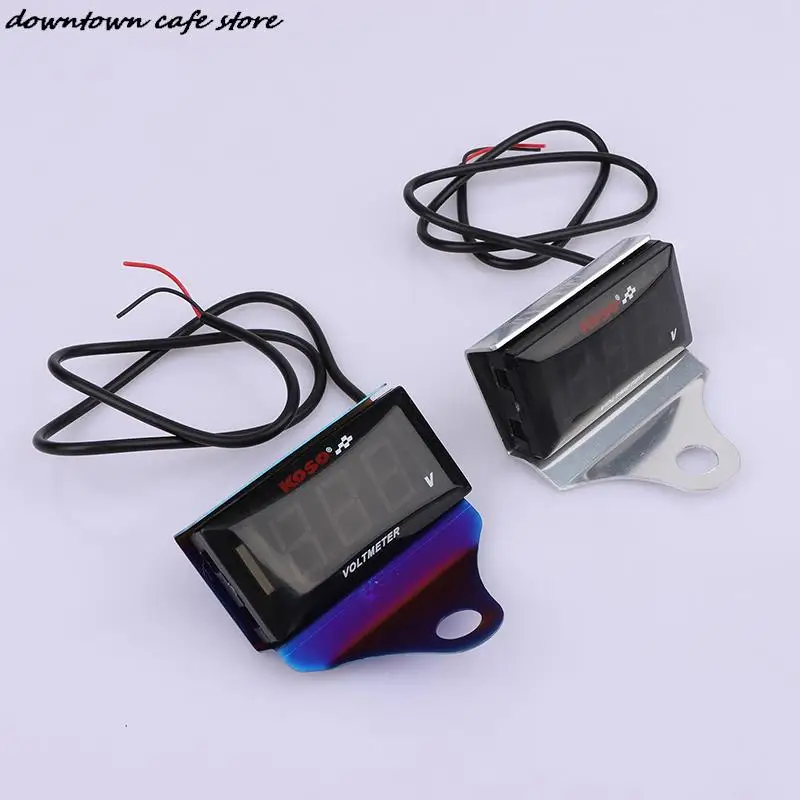 Voltmeter sepeda motor DC 12-150V, layar LED Digital tahan air voltase Tester Monitor Baterai dengan braket