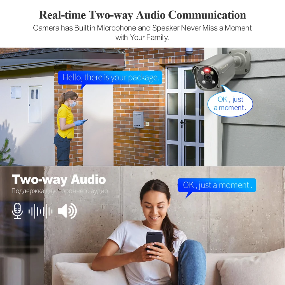 Imagem -04 - Techage-câmera ip de Áudio Bidirecional Exterior Sistema de Vigilância Onvif Detecção de Movimento Alerta de Email 4k 8mp Poe H.265 Xmeye