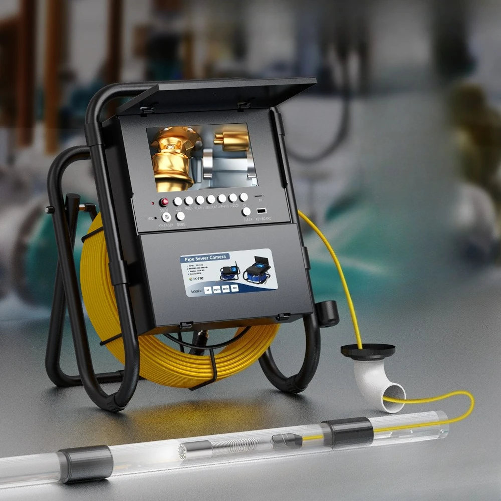 Industrial pipeline endoscope camera 512HZ positioning plugging meter meter sewer keyboard function 7 inch