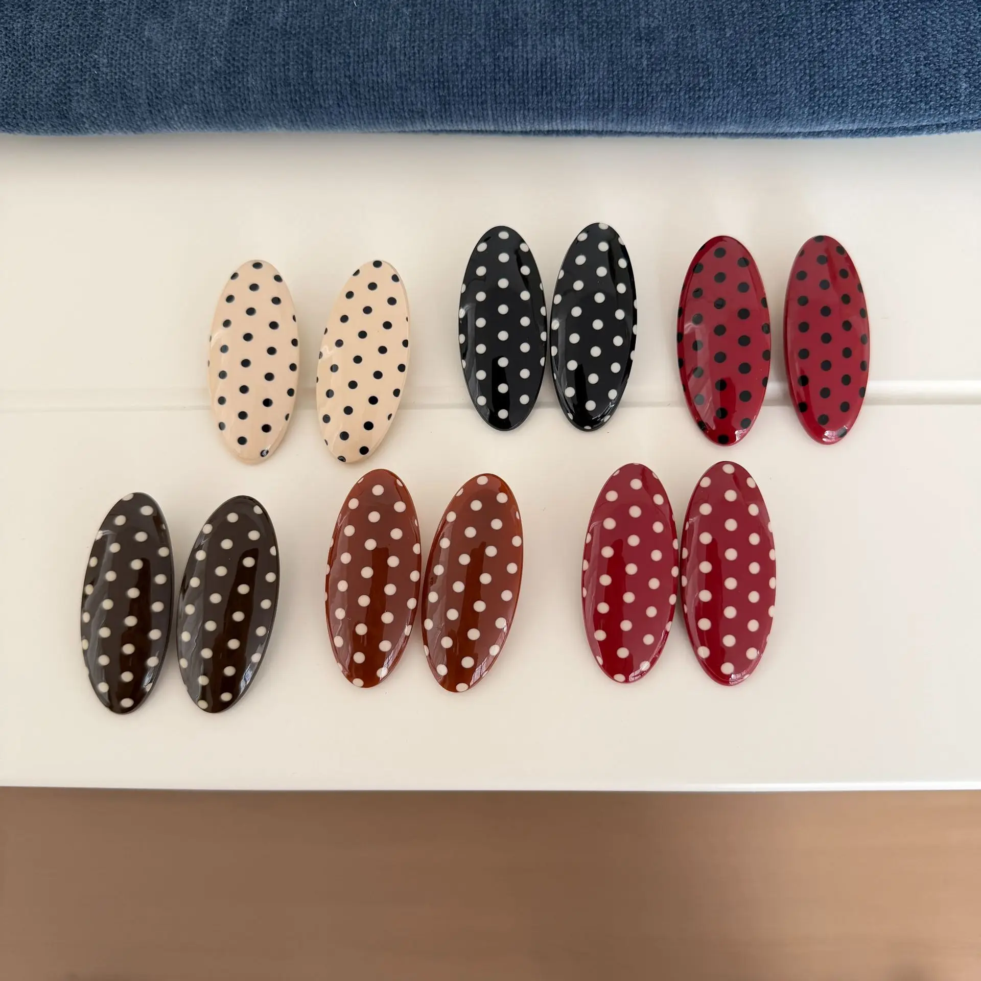 

Premium Large Polka Dot Side Bang Clip Versatile Elegant for Fringe and Flyaway Hair Women Daily Headwear