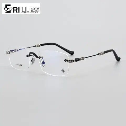 Pure Titanium Rimless Eyewear Unisex, Business Retro Optical Glasses, Fashion Forward Frame, Ultralight Comfort Design