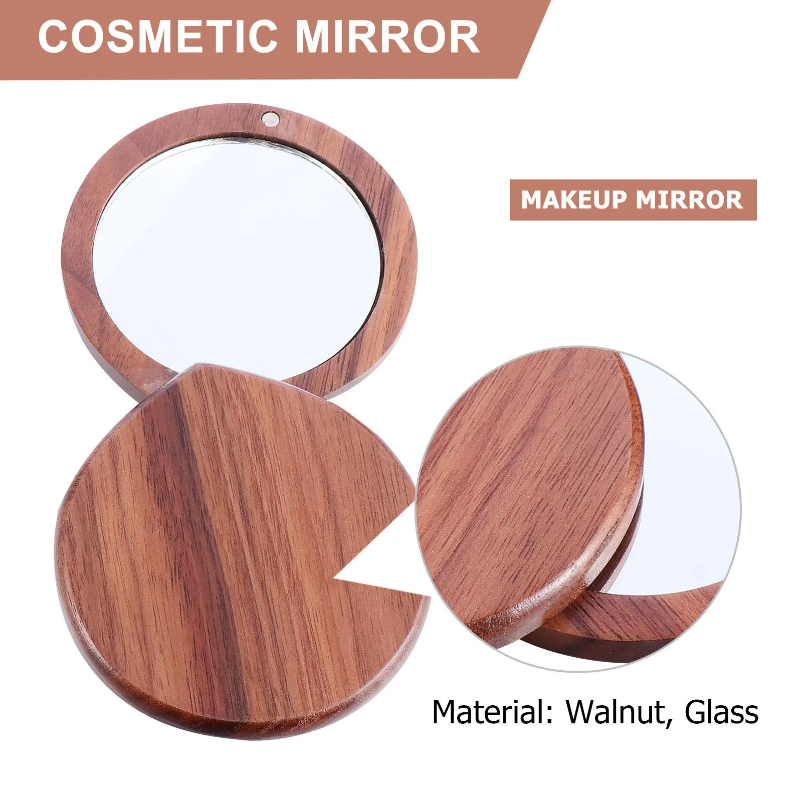 Kosmetikspiegel, tragbarer Holzspiegel für Make-up, klare Bilder, langlebige Textur, leicht zu tragen, kreatives Design, einfach und elegant