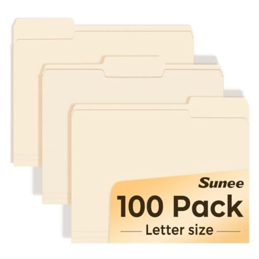 

Manilla Folders 8.5 x 11 inches,100 Per Box, 1/3 Cut Tab for Easy Labeling and Organization, Durable Standard Paper for Home, O