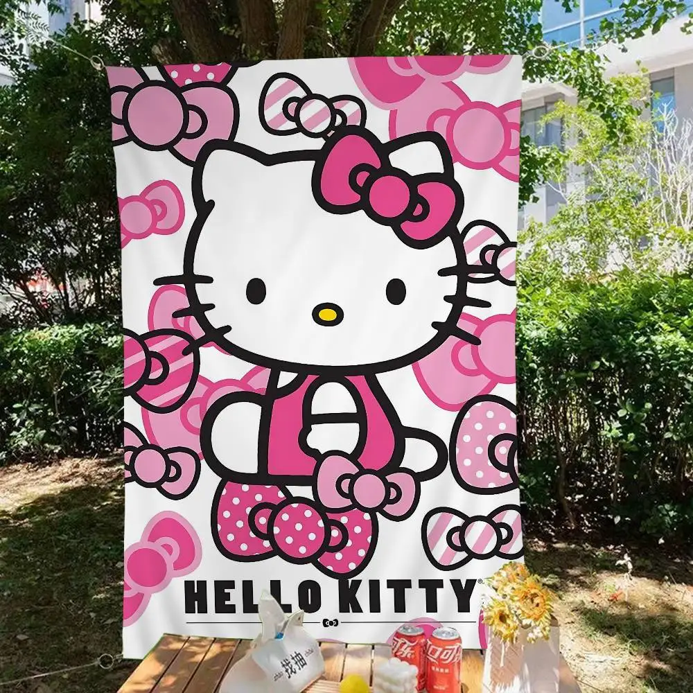 Cartoon H-HelloS K-KittyS Cartoon Flag Wall Hanging Banner Decoration Household Home Decor