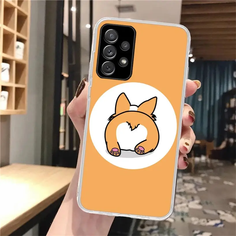 Cartoon Corgi Cute Dog Soft Phone Case For Samsung Galaxy A14 A13 A12 A15 A54 A53 A52 A55 A34 A33 A32 A35 A24 A23 A22 A25 A04S A