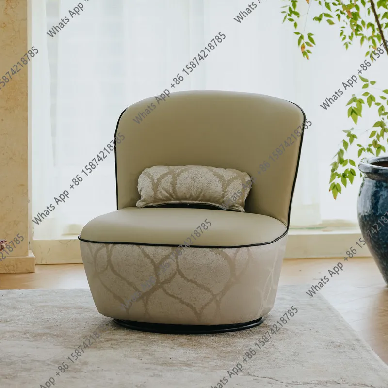 Ivory white Italian swivel chair bedroom French haute couture light luxury living room leisure chair medieval