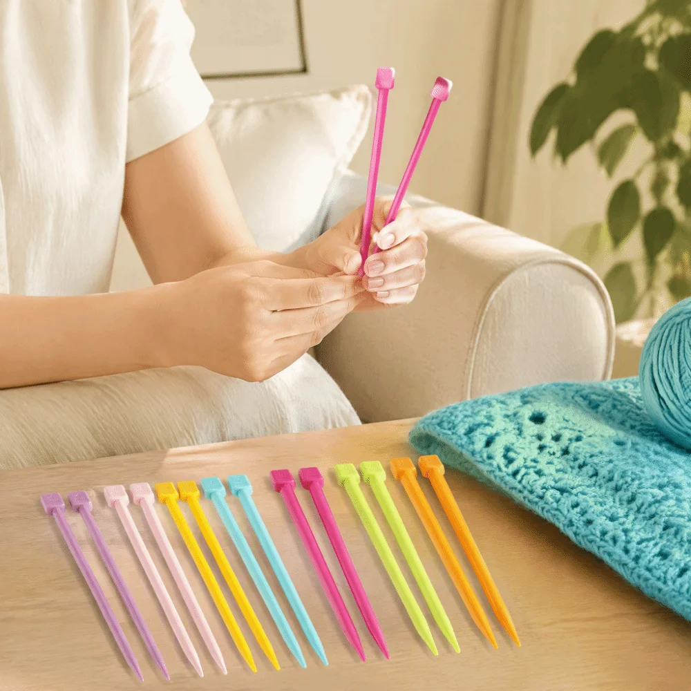 14pcs 4mm to 10mm Knitting Needles Set Multicolour Plastic Straight Knitting Needles Plastic Knitting Needles DIY Enthusiast