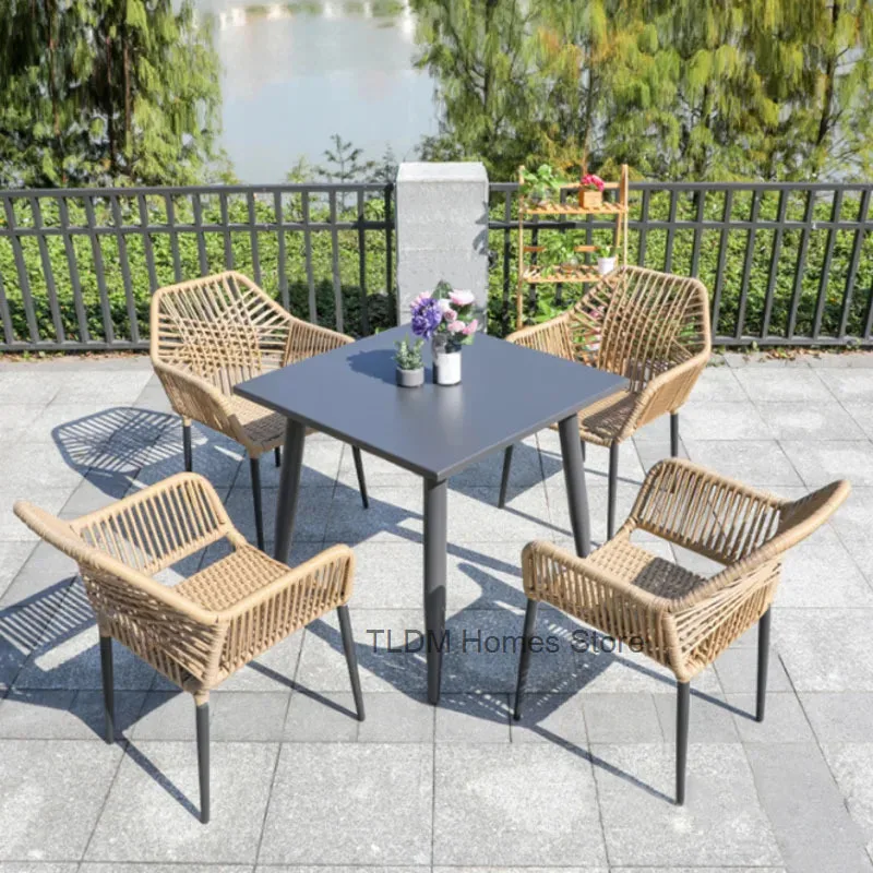 Modern Rattan Outdoor Furniture Table And Chair Three-piece Suit Combination Villa Courtyard Balcony Garden Terrace Rattan Chair