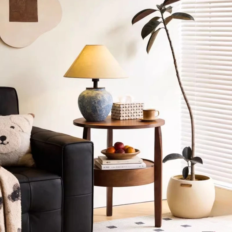 

Прикроватный столик из массива дерева для спальни, угловой столик для гостиной, компактный органайзер для хранения мебели