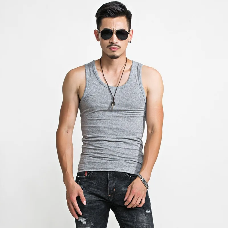 1PC Men's Cotton Sports Skinny Vest Sleeveless T Fitness Training Top for Teenagers Joker Leisure Design Simple Men's Fashion