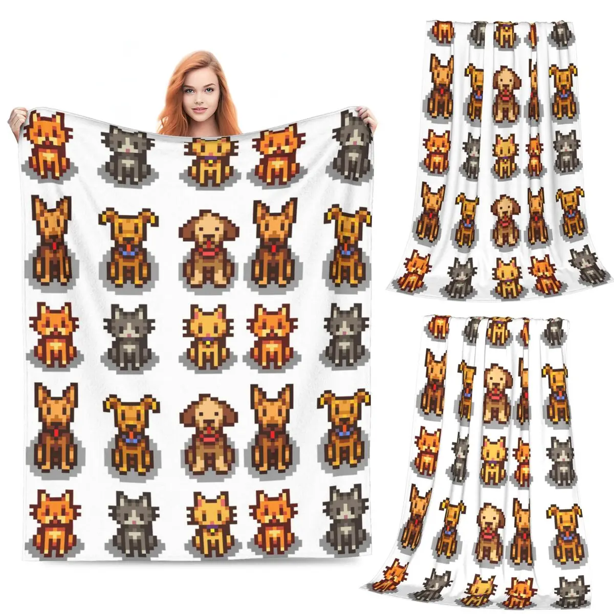 

Stardew Valley Animals Blankets Soft Warm Flannel Throw Blanket Bedding for Bed Living room Picnic Travel Home Sofa