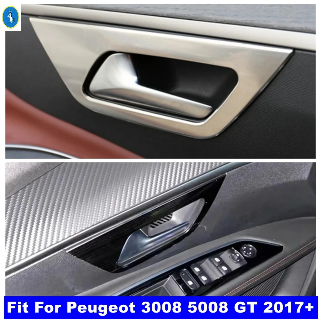 

Stainless Steel Car Door Handle Bowls Frame Decor Cover Trim For Peugeot 3008 5008 GT 2017 - 2023 Accessories Interior Refit Kit