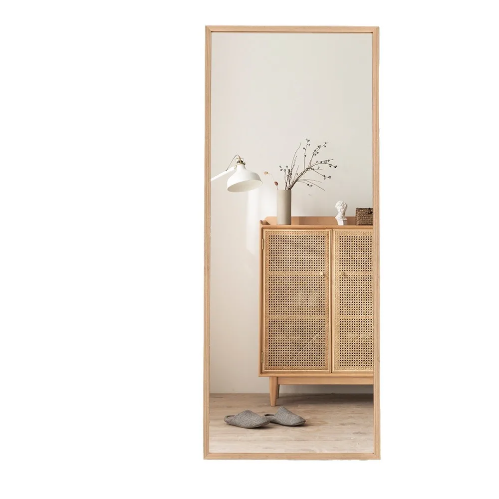 

New Chinese style, solid wood frame, floor-to-ceiling full-length mirror for home use